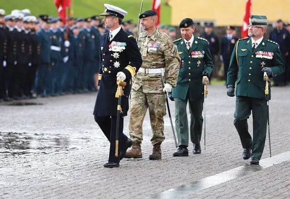 Crown Princess Mary wore Andiata flower print midi skirt, double breasted pink coat, she carried Naledi Copenhagen Allana clutch