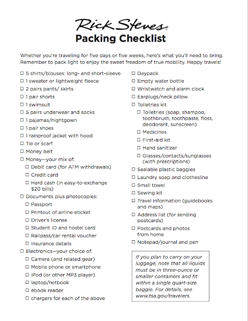 Viaggio Musicale 2013 Rick Steves Packing Checklist Viaggio Musicale 2013 Rick Steves Packing Checklist