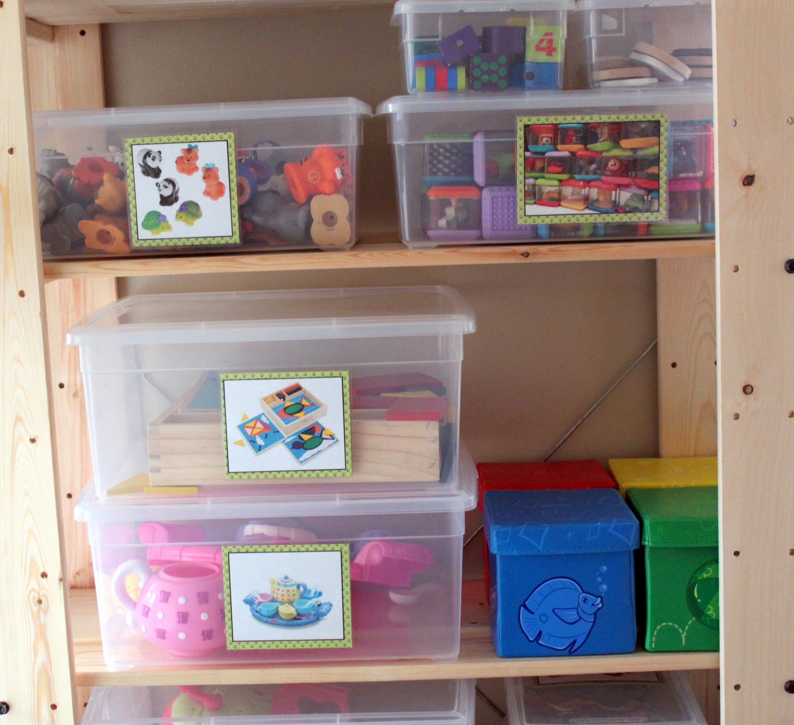 Small Space Toy Storage Solution, Easy DIY Toy Labels, and a Peek