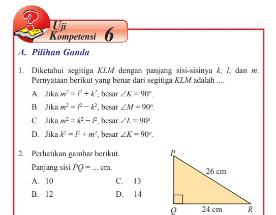 Kunci Jawaban Matematika Kelas 8 Halaman 45 46 47 48 49 50 51 52 Uji Kompetensi 6 Pilihan Ganda Dan Esai Wali Kelas Sd