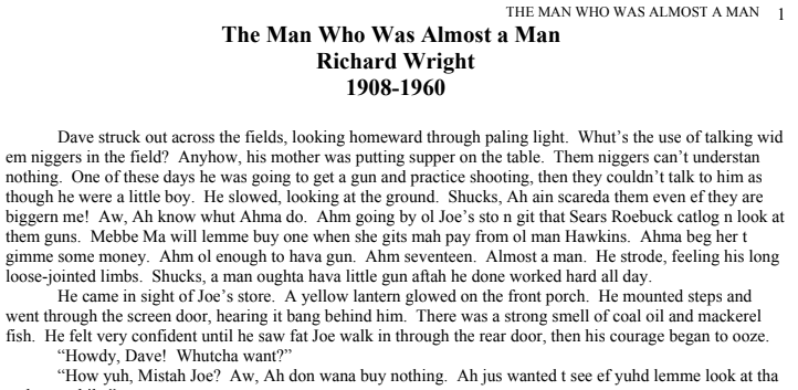 richard wright the man who was almost a man pdf