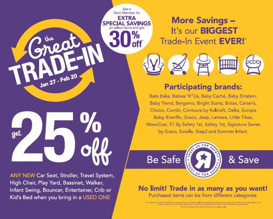 Babies R Us TradeIn Used Equipment Get 25 Off New Purchase Exp 2/20