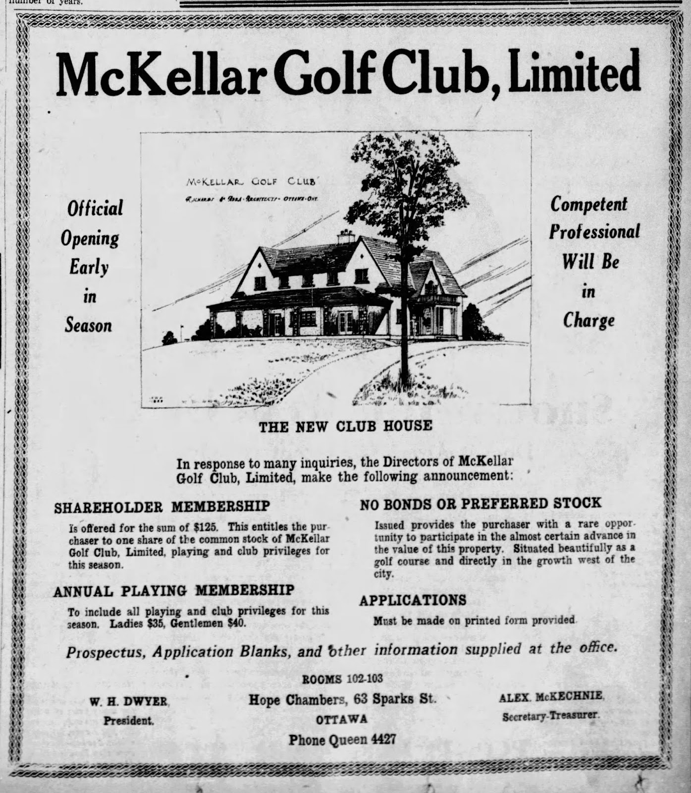 The Kitchissippi Museum The McKellar Golf Course Part Three (The