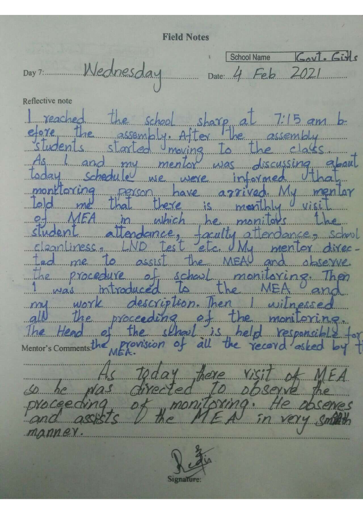 AIOU B.ED Teaching Practice I 8607 Solved 14 Field notes in pdf