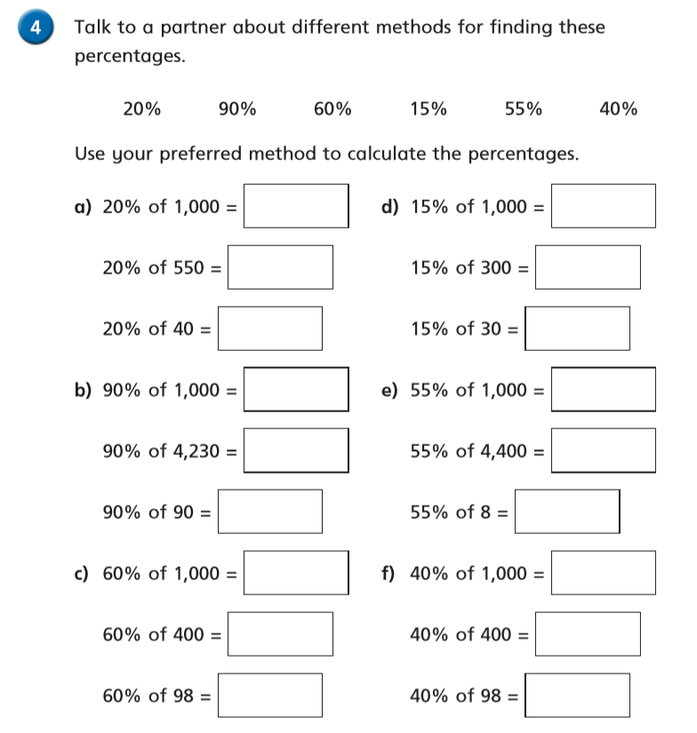 percentages of amounts year 6 problem solving