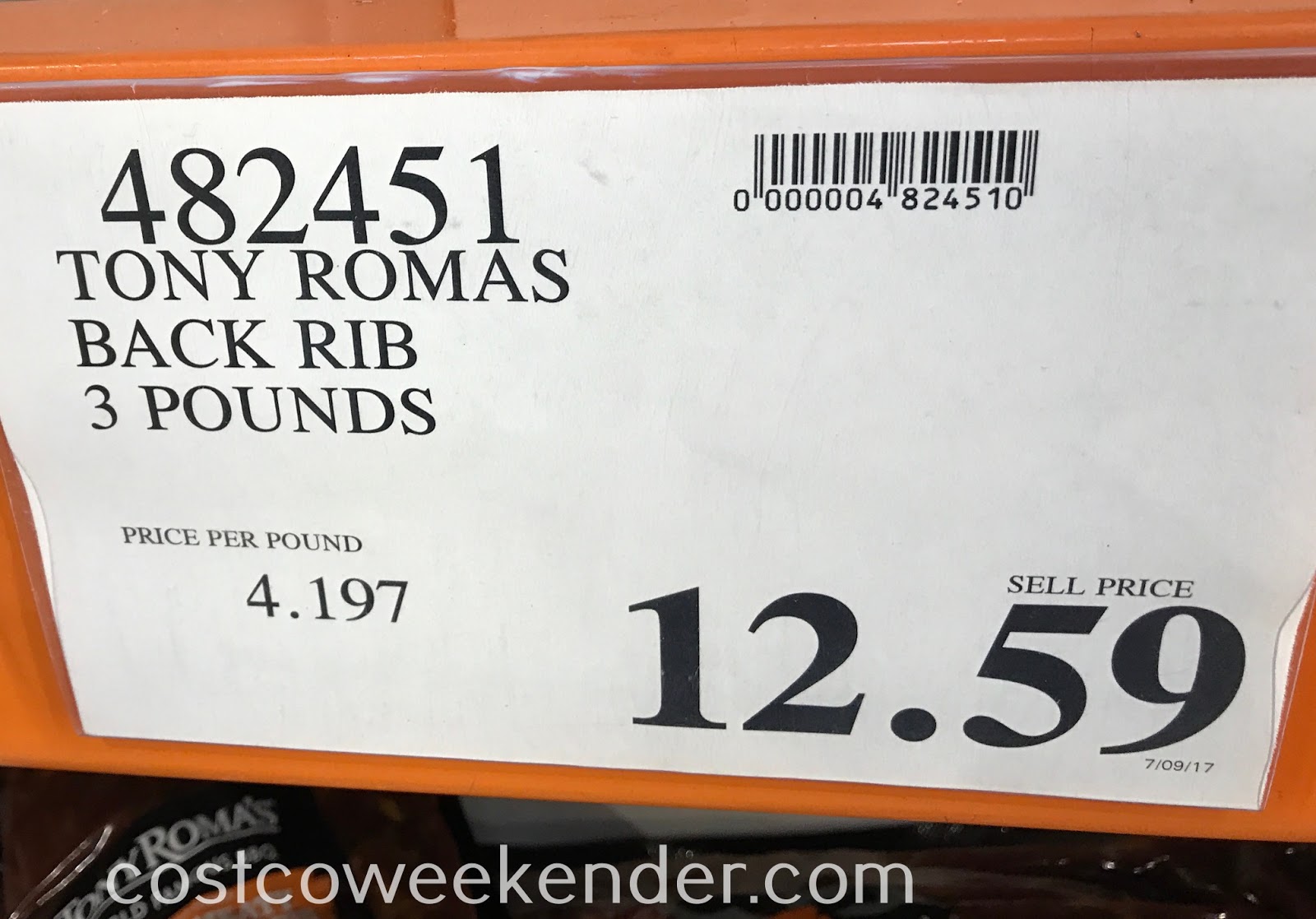 Tony Roma's Pork Back Ribs Costco Weekender