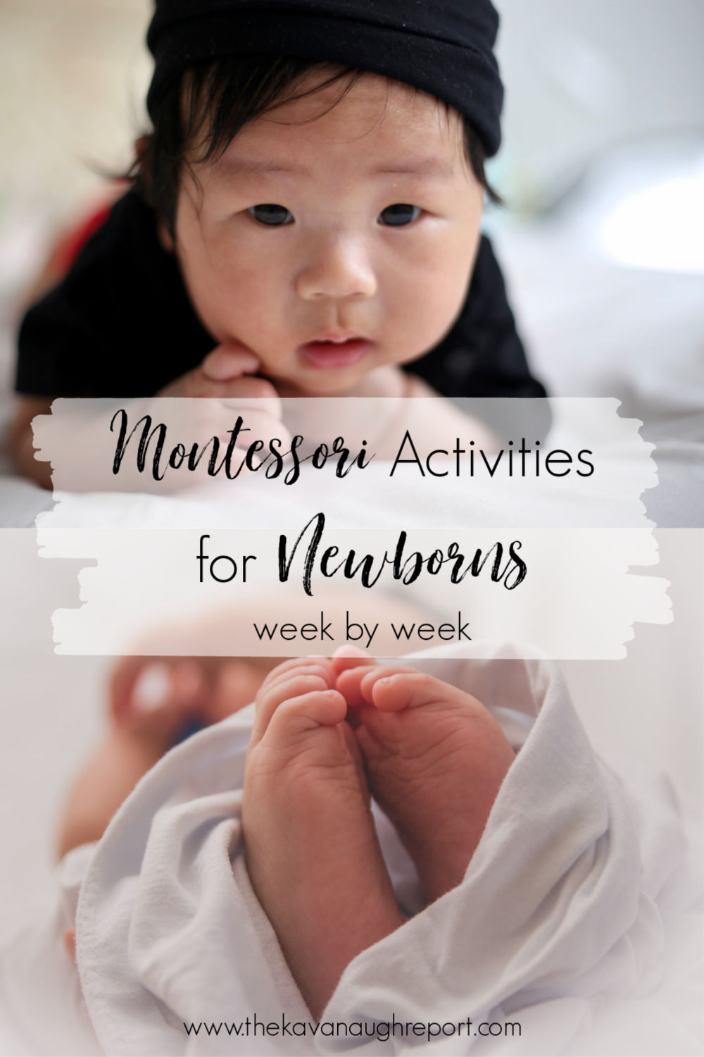 12 Montessori activities for the first 12 weeks of life! A week by week guide of what to do with your baby.