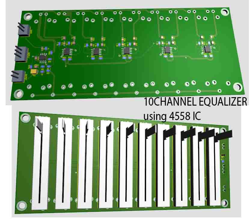 10 Channel Equalizer using 4558 IC - Electronic Circuit
