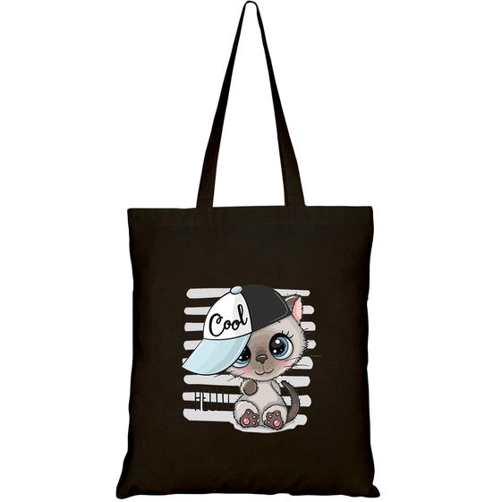 TÚI VẢI TOTE CANVAS IN HÌNH CARTOON COOL KITTEN BLUE CAP HT372 – HTFASHION