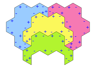 Congruent jigsaw puzzle pieces with 9 positives and 9 negatives make this holeless tetrad.