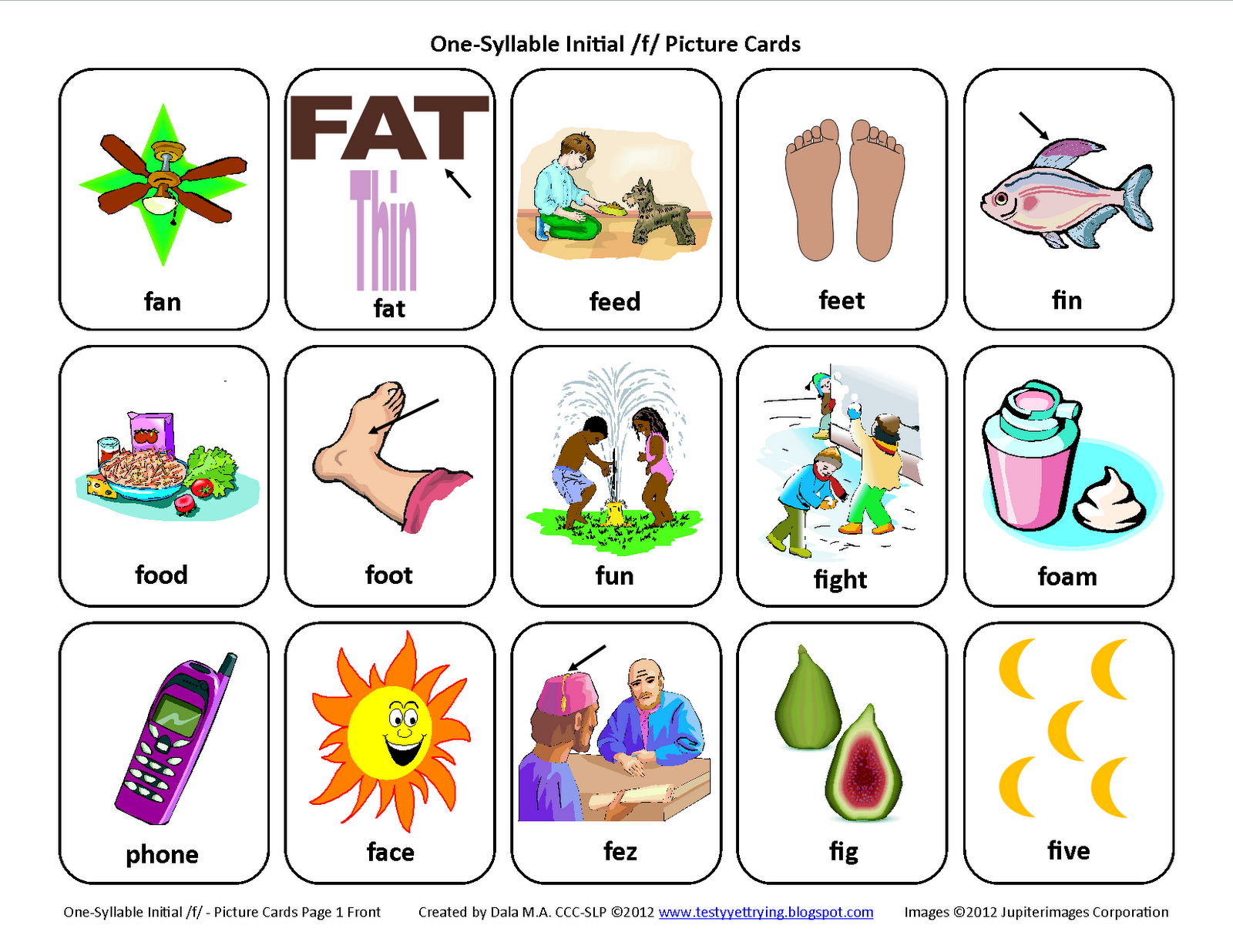 Testy Yet Trying Initial F Free Speech Therapy Articulation Picture Cards Testy Yet Trying Initial F Free Speech Therapy Articulation Picture Cards
