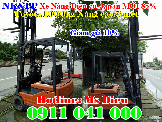 Bán xe nâng điện cũ 1 tấn 1.5 tấn đứng lái Toyota, Komatsu, Nichiyu giá thấp hậu mãi tốt