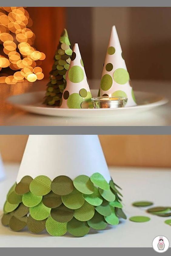 Baú da Web: Árvores de Natal feitas com cones e círculos de papel