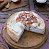 gebackener Apfel Käsekuchen mit Karamel Apfelspalten