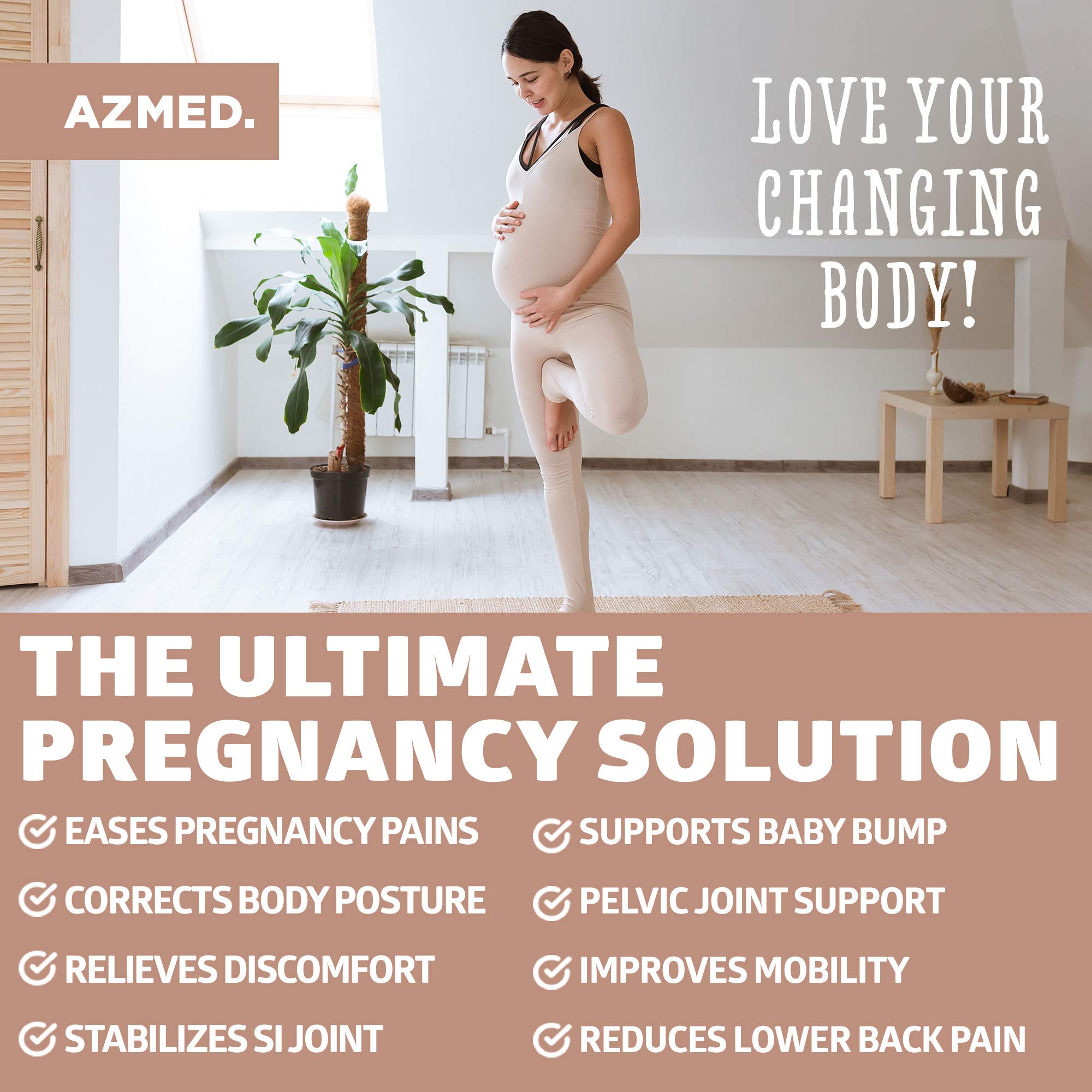 AZMED Maternity Belt, Breathable Pregnancy Back Support, Premium Belly