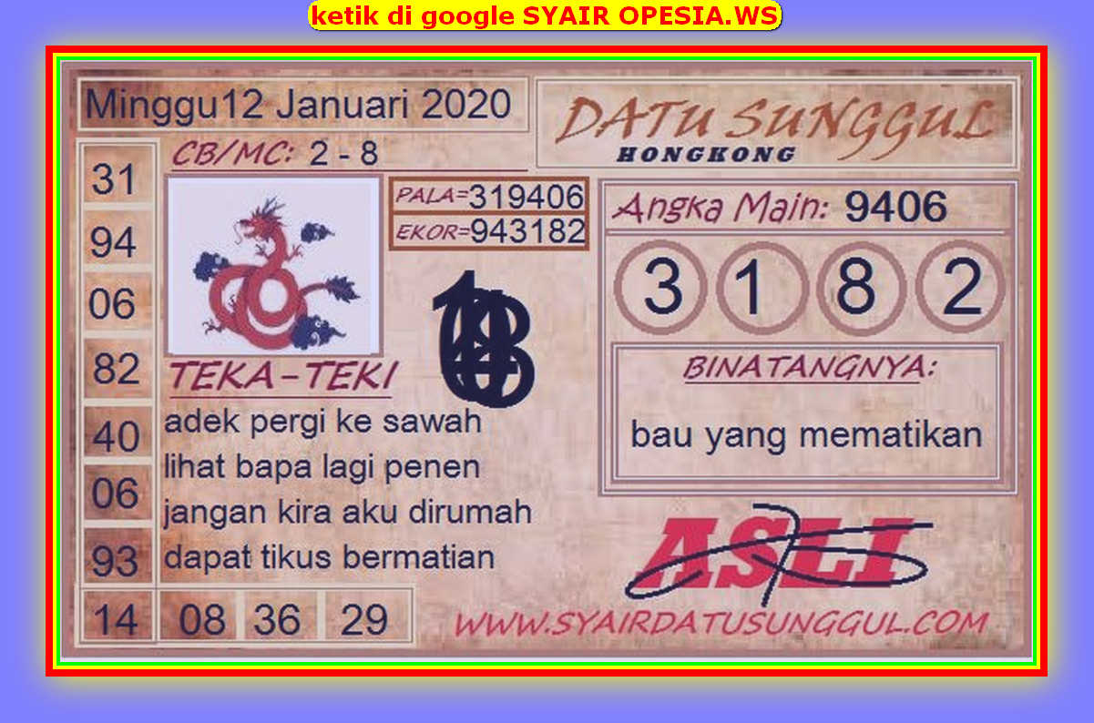 1 New Message Kode Syair Hongkong 12 Januari 2020 Forum Syair Togel Hongkong Singapura Sydney