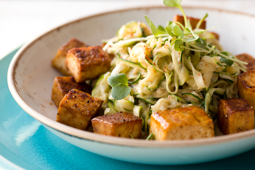Peanut Zoodles With Crispy Maple Tofu