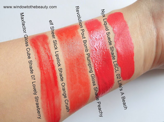 Revolution Pout Bomb Plumping Gloss PEACHY swatches and review
