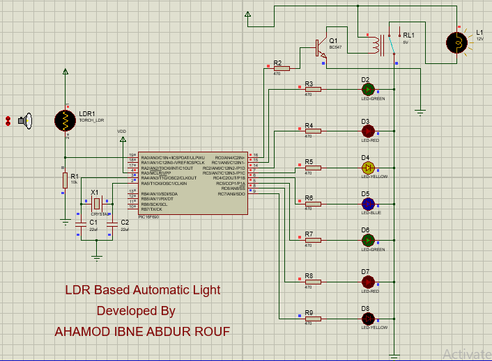 PIC Microcontroller: LDR Based Automatic Light with PIC16F90