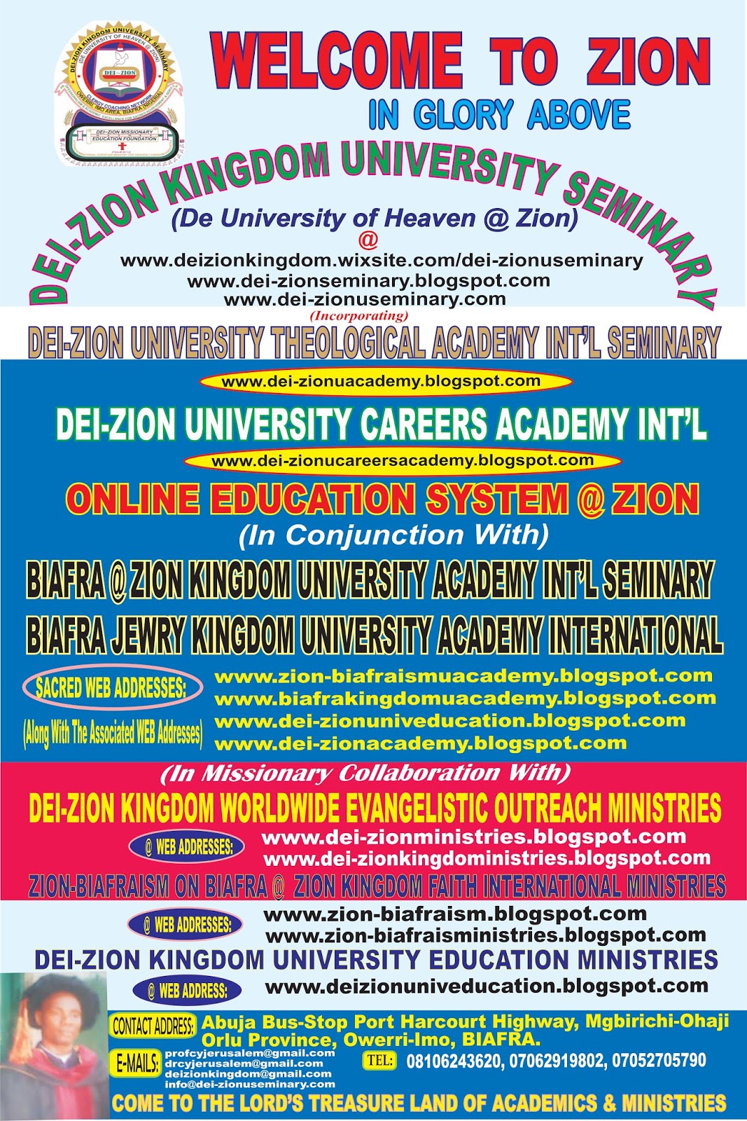 DEI-ZION UNIVERSITY EDUCATION BOOK PUBLICATION MINISTRIES DEI-ZION UNIVERSITY EDUCATION BOOK PUBLICATION MINISTRIES