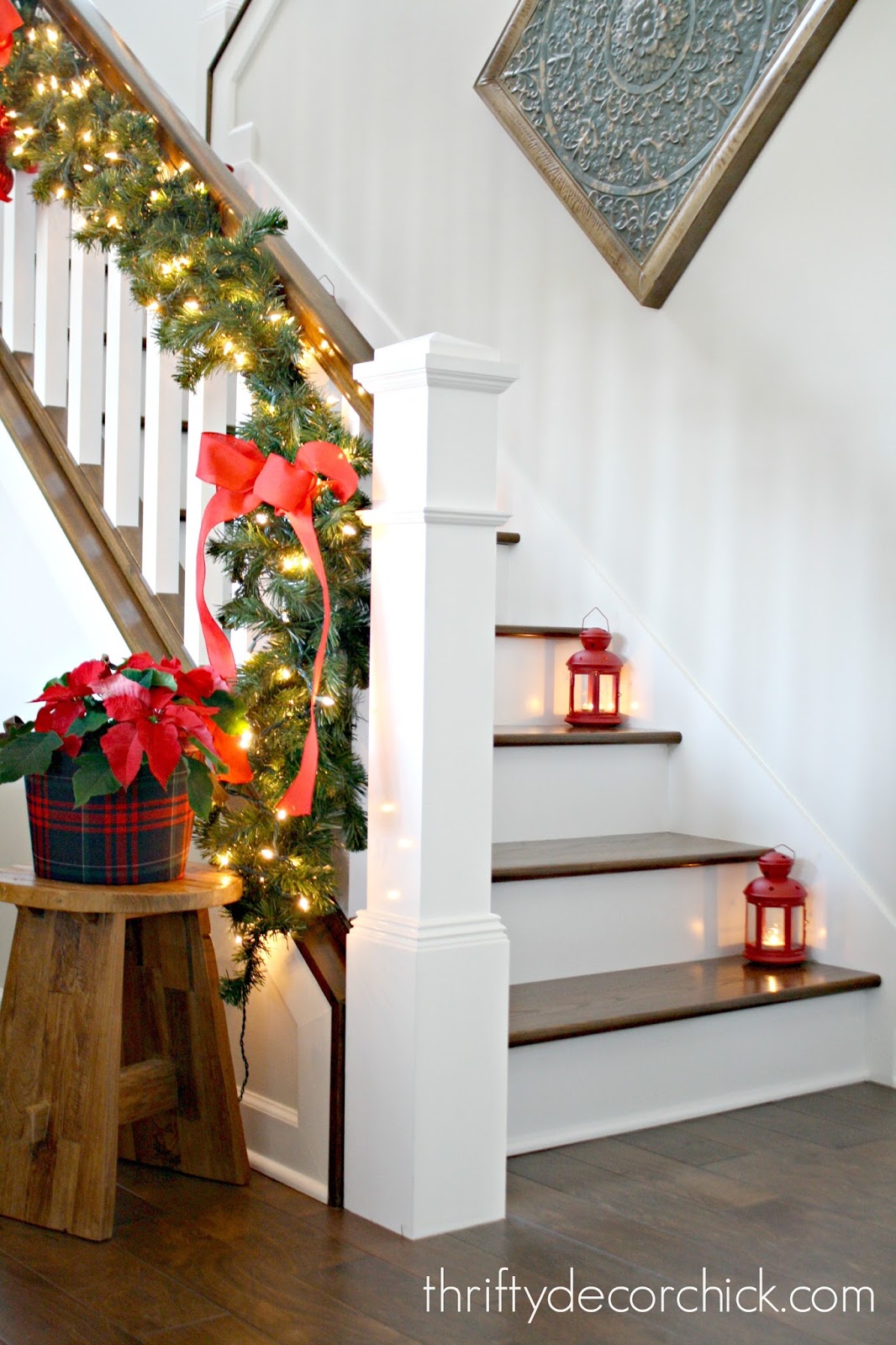 Our Christmas staircase! | Thrifty Decor Chick | Thrifty DIY ...