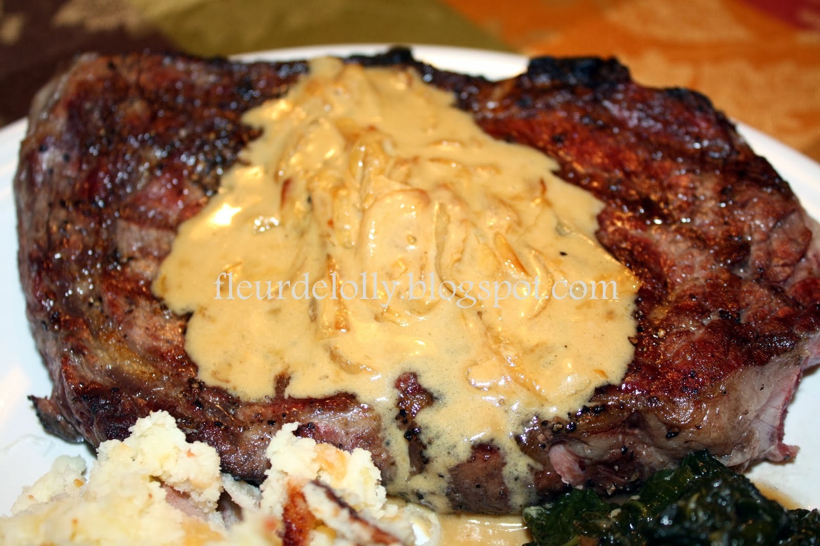 Fleur de Lolly: Grilled Rib Eye with Caramelized Onions in Creamy Bleu ...