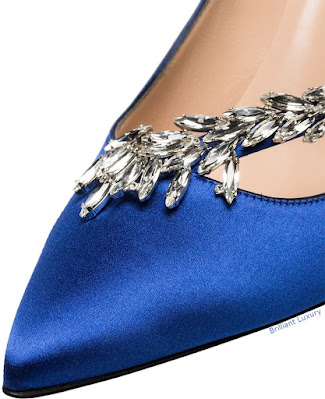 ♦Manolo Blahnik blue Nadira satin ribbon crystal pumps #pantone #shoes #blue #brilliantluxury