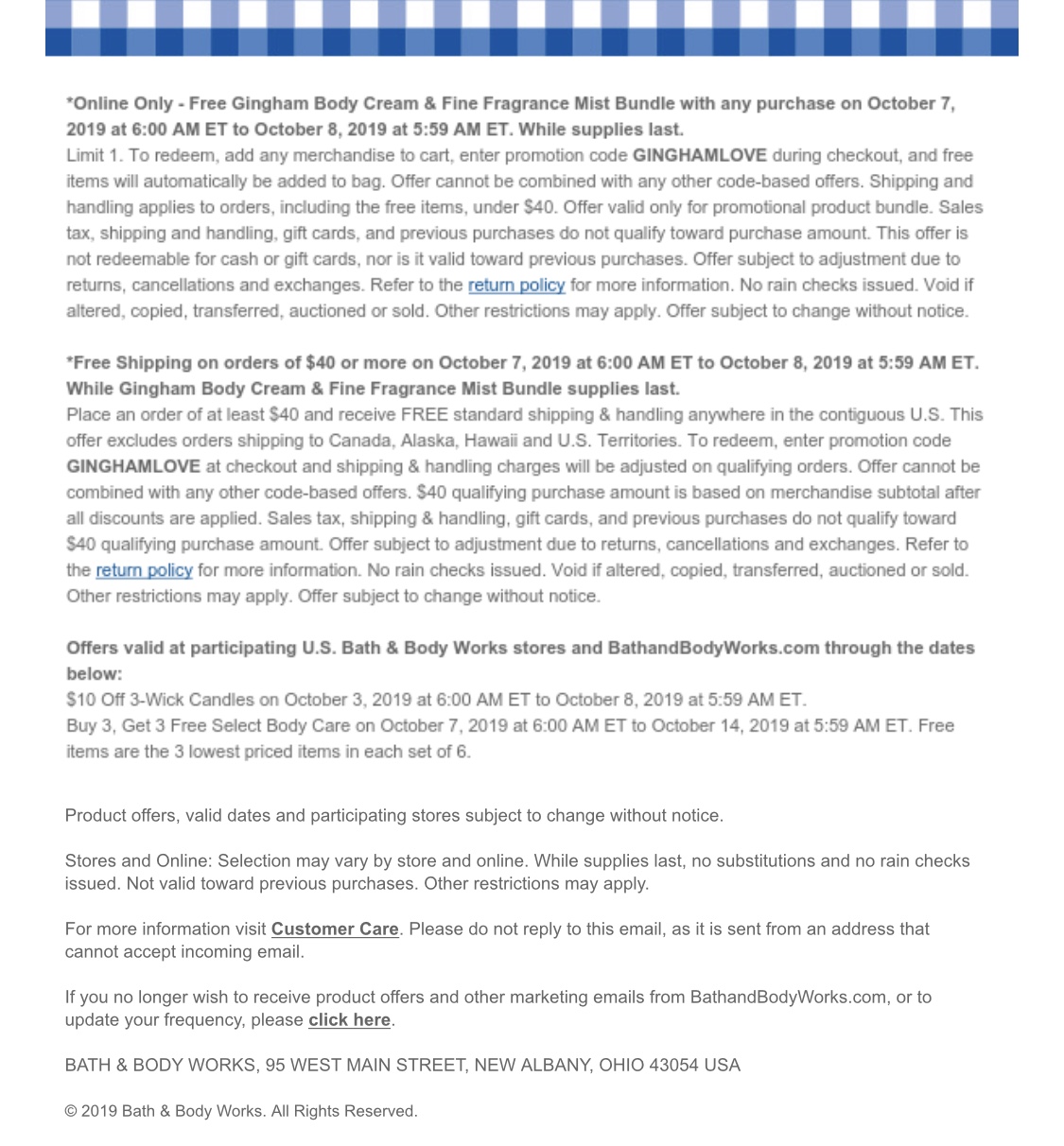 Life Inside the Page Bath & Body Works Today's Email October 7, 2019