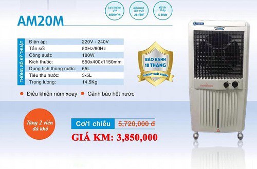 Quạt điều hòa Aroma AM20M, Hàng Chính Hãng
