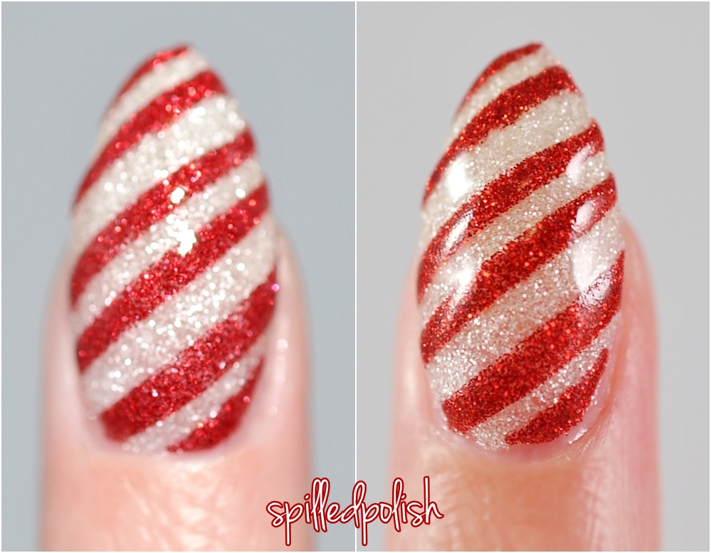 spilledpolish Simple Candy Cane Accent Nail