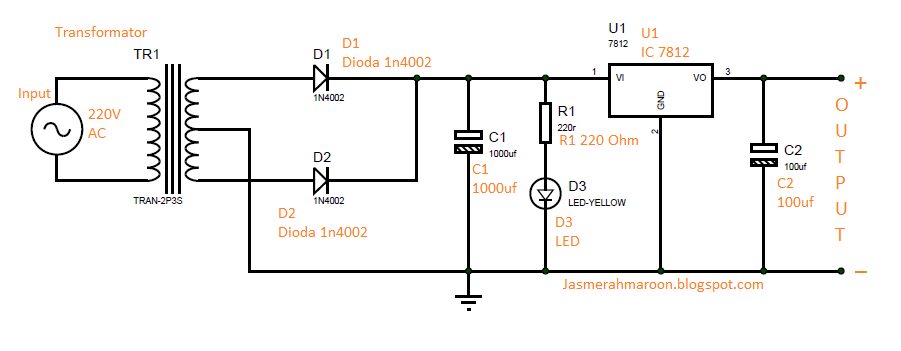 Membuat catu daya 12V sederhana