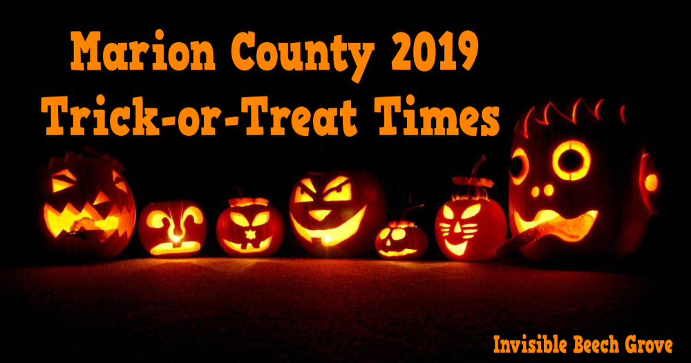 Invisible Beech Grove Halloween 2019 Trick or Treat Times