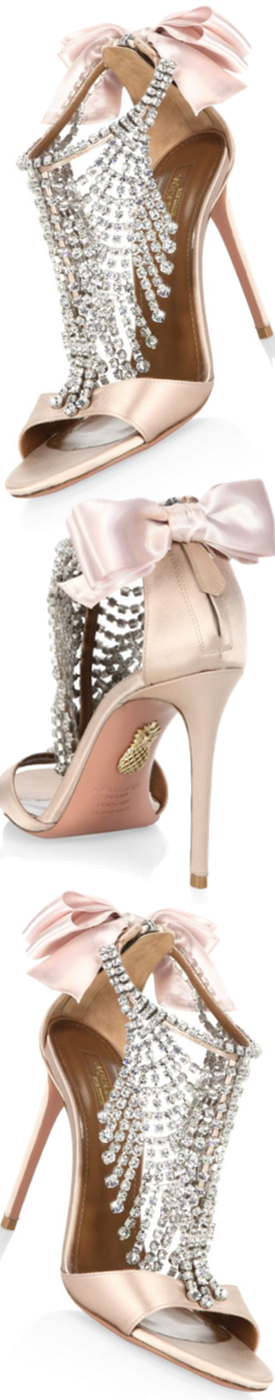 Aquazzura Fifth Avenue Crystal & Satin Sandals