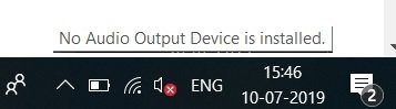 Windows10でオーディオ出力デバイスがインストールされていませんエラー