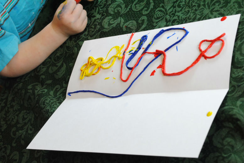 Prairie Mother Marker Monday String Painting with Toddlers