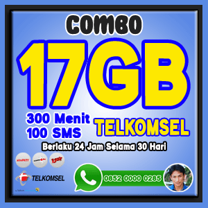 Paket Combo 17gb Telkomsel Plus 300 Menit 100 Sms