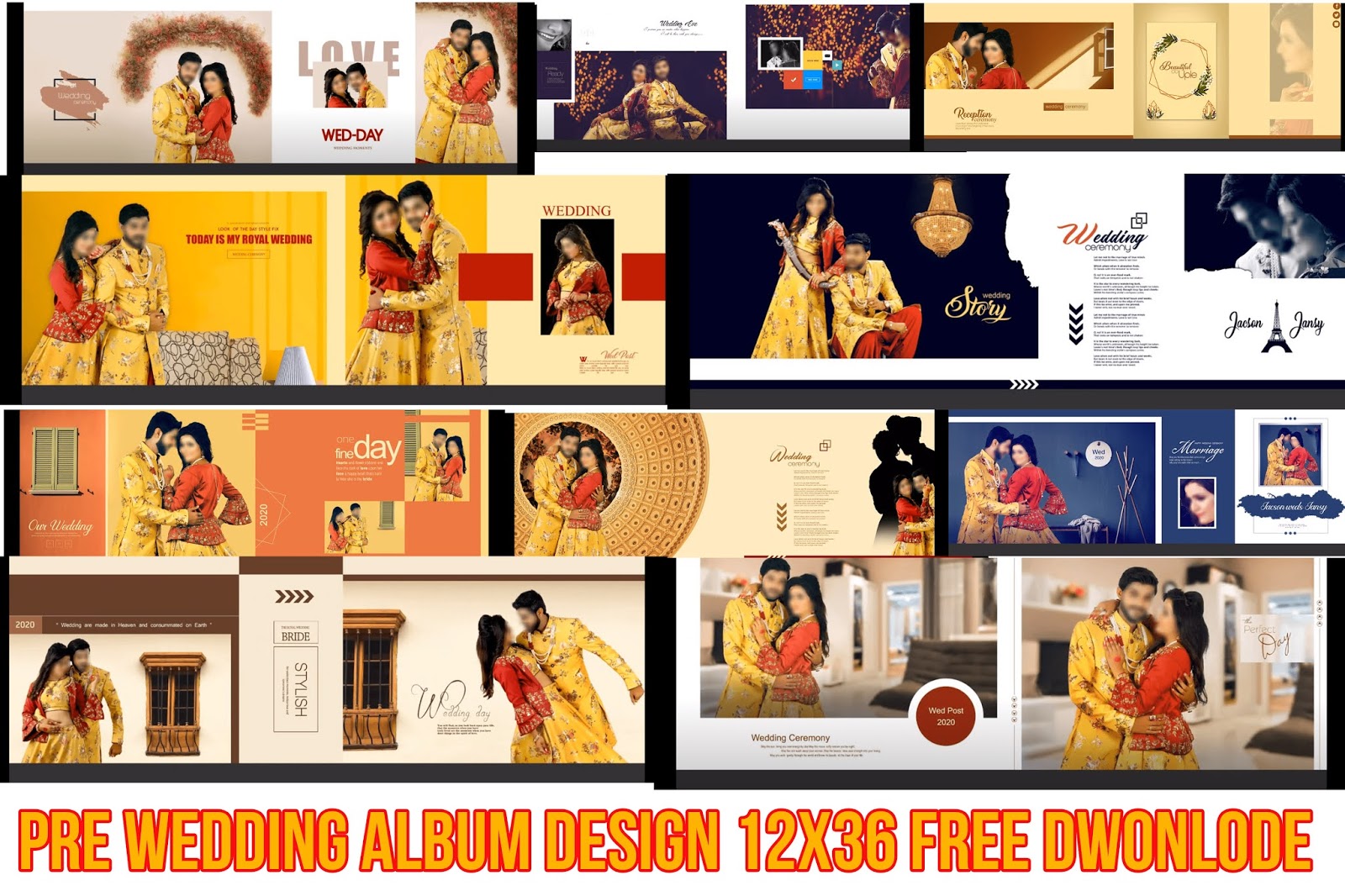 Pre wedding album design 12x36 Free Dwonlode Wedding album psd