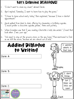A FREE Dialogue Lesson: Check out this article to get this free worksheet! Examine the dialogue examples on the top half, and then students create their own mini anchor chart on the bottom half!