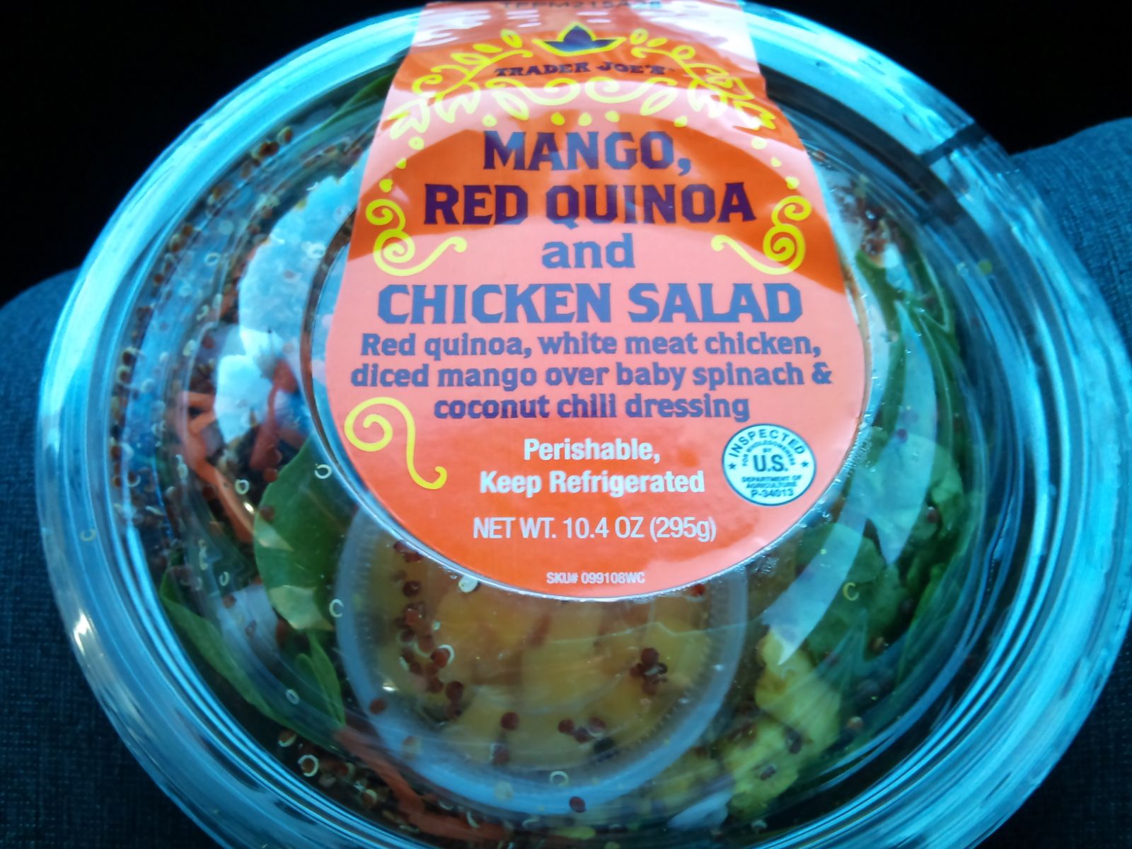 Exotic Foodie Adventures Trader Joe's mango red quinoa and chicken salad.