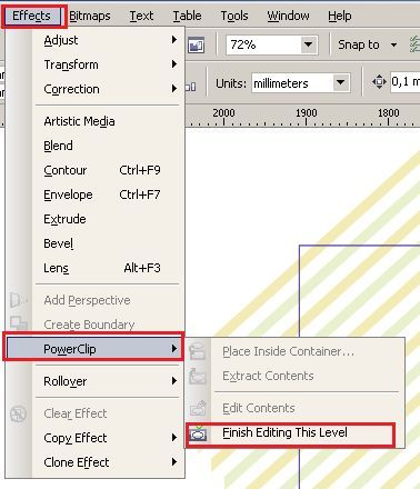 Cara Membuat Banner dengan CorelDRAW X4 , edit objek dalam powerclip