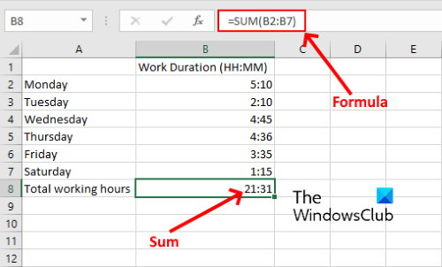 เพิ่มเวลาใน excel