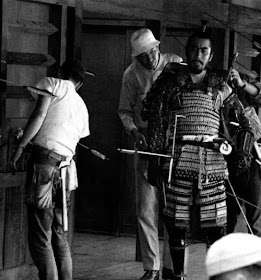 Akira Kurosawa and Toshiro Mifune on the set of Throne of Blood