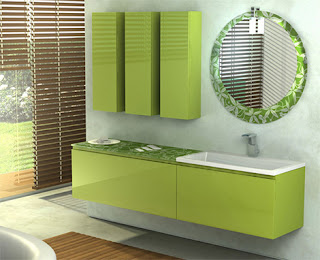 Green Bamboo Flooring Bathroom Wall