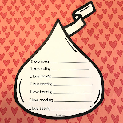 Hershey kiss writing activity for February
