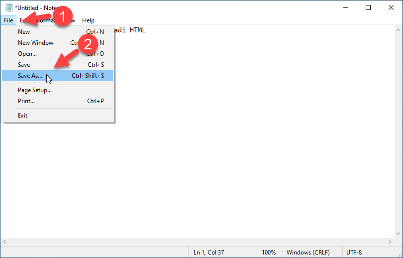 Cara Menyimpan Teks Notepad Menjadi PDF dan HTML