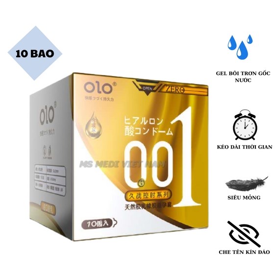 BAO CAO SU SIÊU MỎNG, GÂN GAI NỔI ĐẶC BIỆT, GEL BÔI TRƠN BORIC ACID GỐC NƯỚC KHÔNG MÙI, DỄ RỬA SẠCH – OLO – HỘP 10 BAO