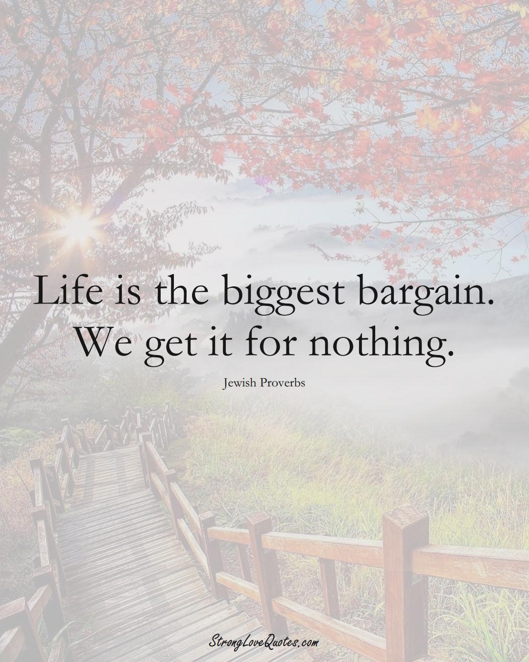 Life is the biggest bargain. We get it for nothing. (Jewish Sayings);  #aVarietyofCulturesSayings