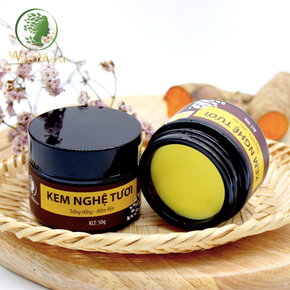 BỘ DƯỠNG TRẮNG HỒNG, MỊN MÀNG DA MẶT WONMON (SERUM VITAMIN C + KEM NGHỆ TƯƠI)