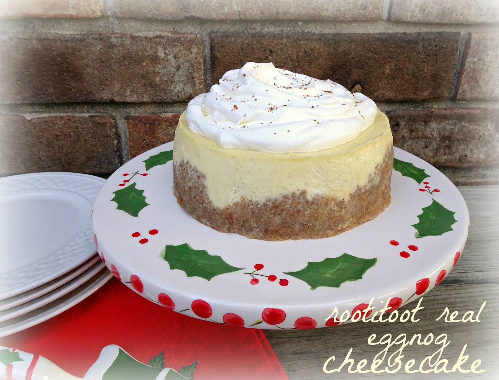 Easy as Pie Rootitoot Real Eggnog Cheesecake