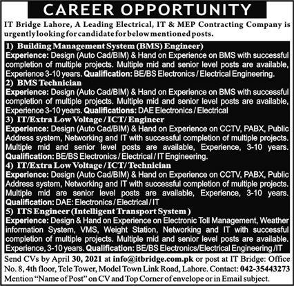 IT Bridge Lahore Jobs 2021 in Pakistan IT Bridge Lahore Jobs 2021 in Pakistan